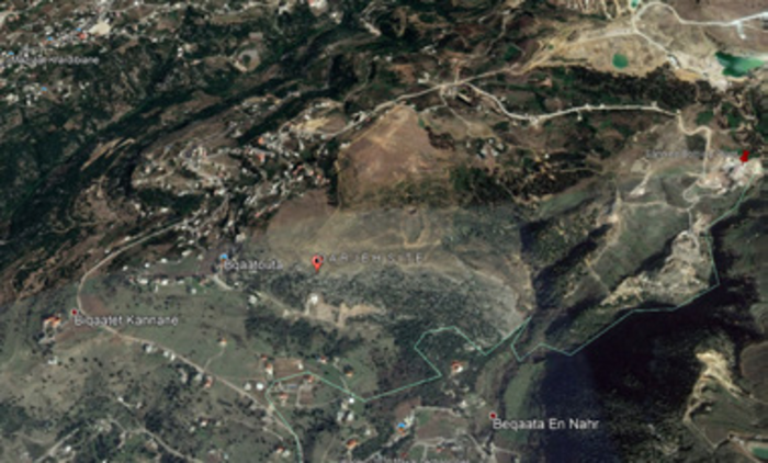 Google Maps image of the Darjeh site, close to Bqaatouta village